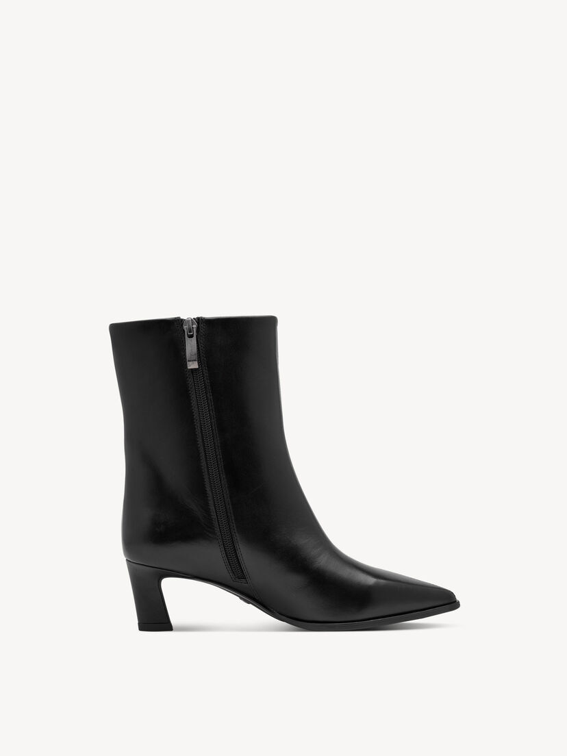Leren Enkellaarsje - zwart, BLACK LEATHER, hi-res