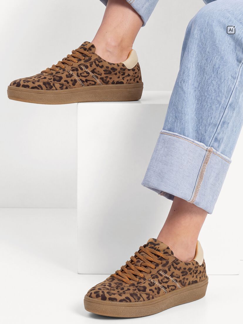 Leren Sneaker - bruin, LEOPARD, hi-res