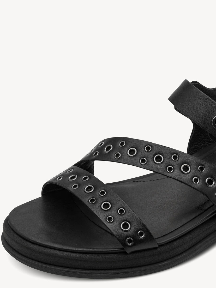 Leren Sandaaltje - zwart, BLACK LEATHER, hi-res