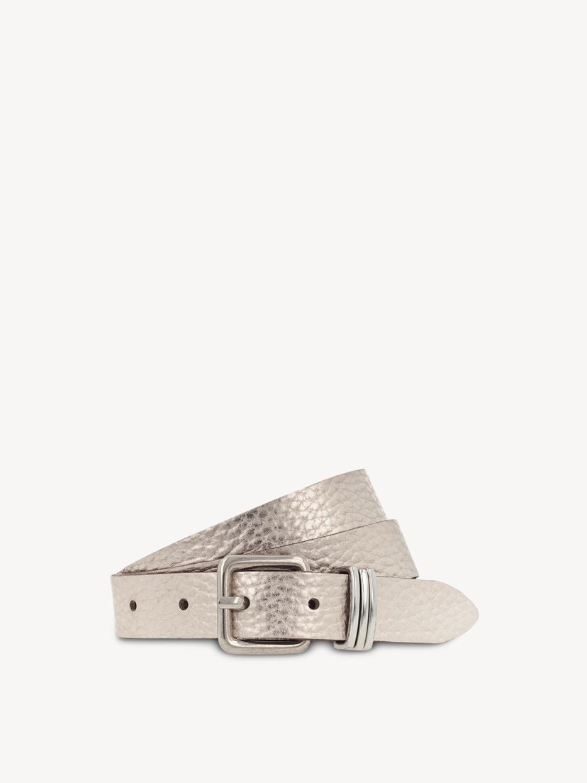 Leren Riem - goud, Platingold metallic, hi-res