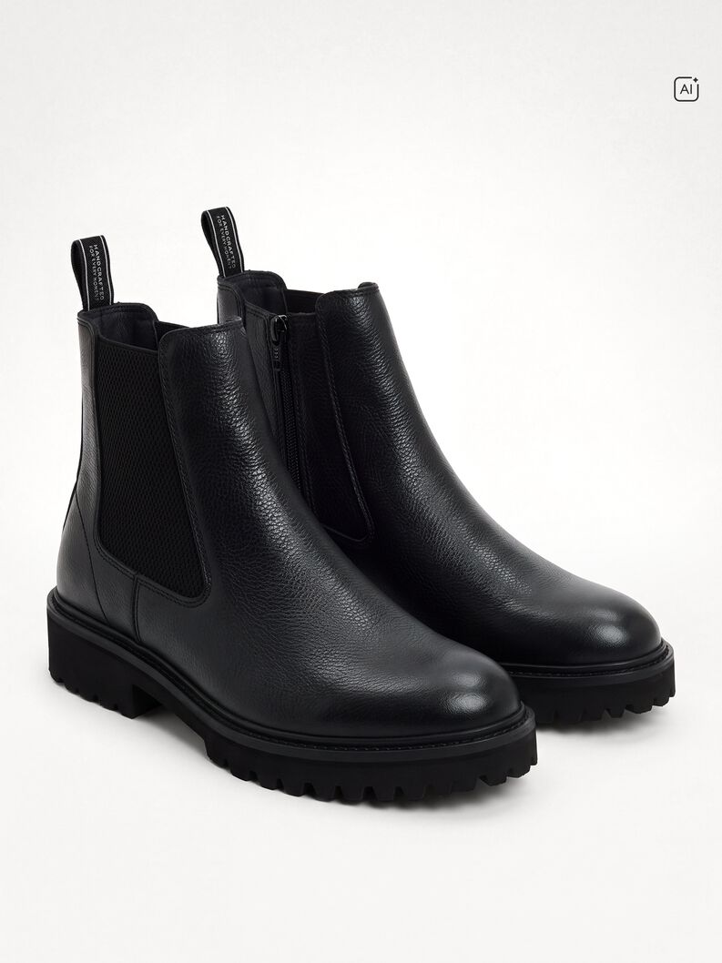 Chelseaboot - svart, BLACK LEATHER, hi-res