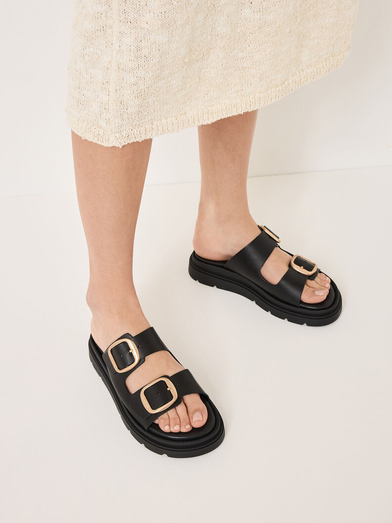 Leather Mule - black, BLACK LEATHER, hi-res