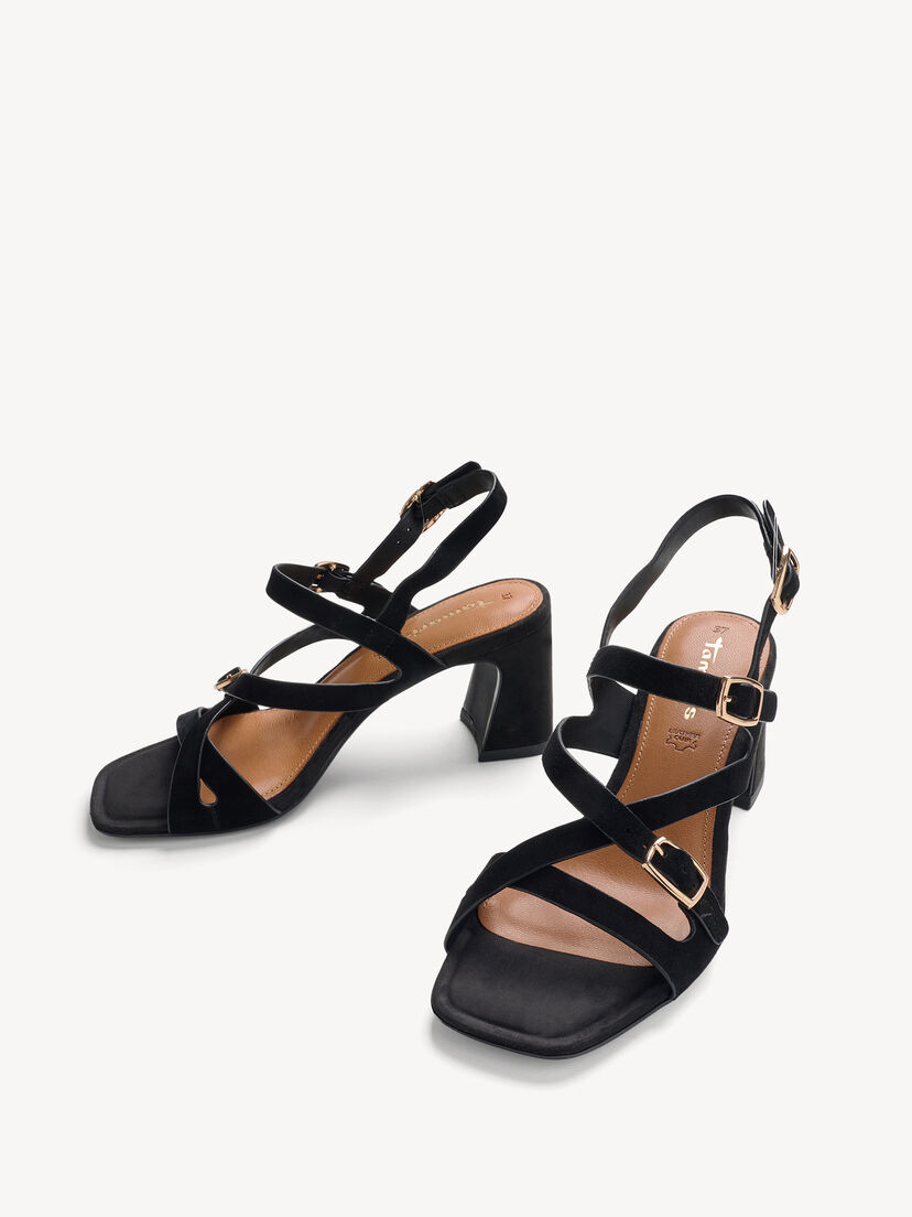 Leren Sandaaltje - zwart, BLACK SUEDE, hi-res