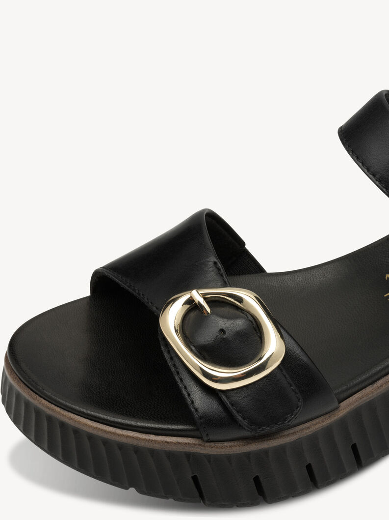 Leather Sandal - black, BLACK, hi-res