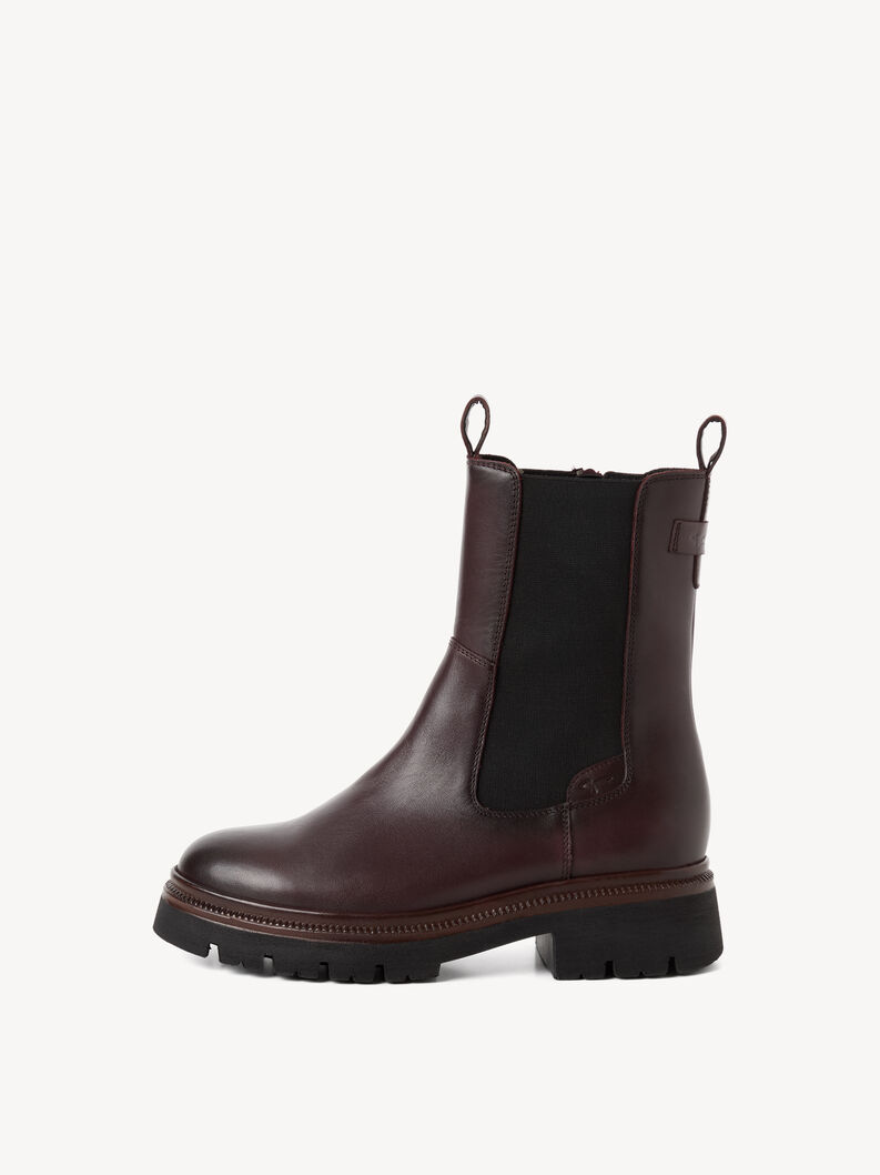 Bottine Chelsea en cuir - rouge, BORDEAUX, hi-res
