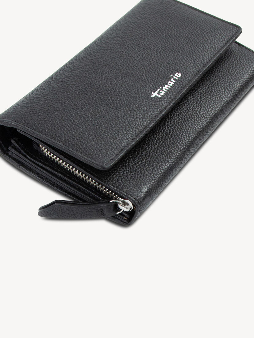 Leren Portemonnee - zwart, black, hi-res
