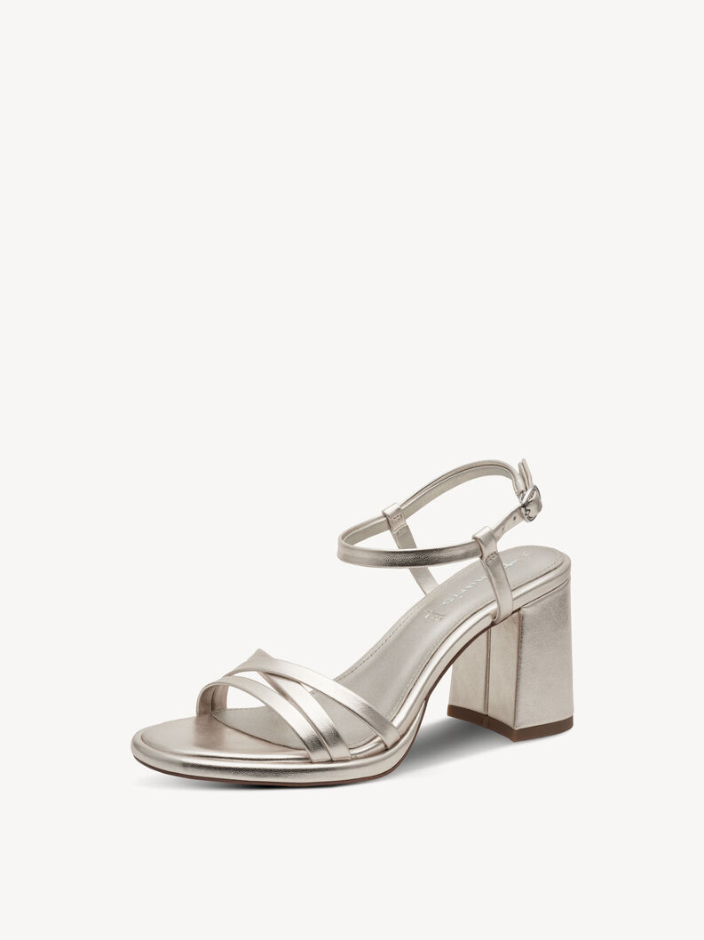 Heeled sandal - metallic, PLATINUM, hi-res