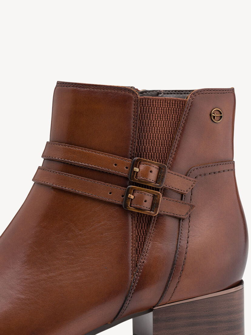 Leren Enkellaarsje - bruin, cognac, hi-res