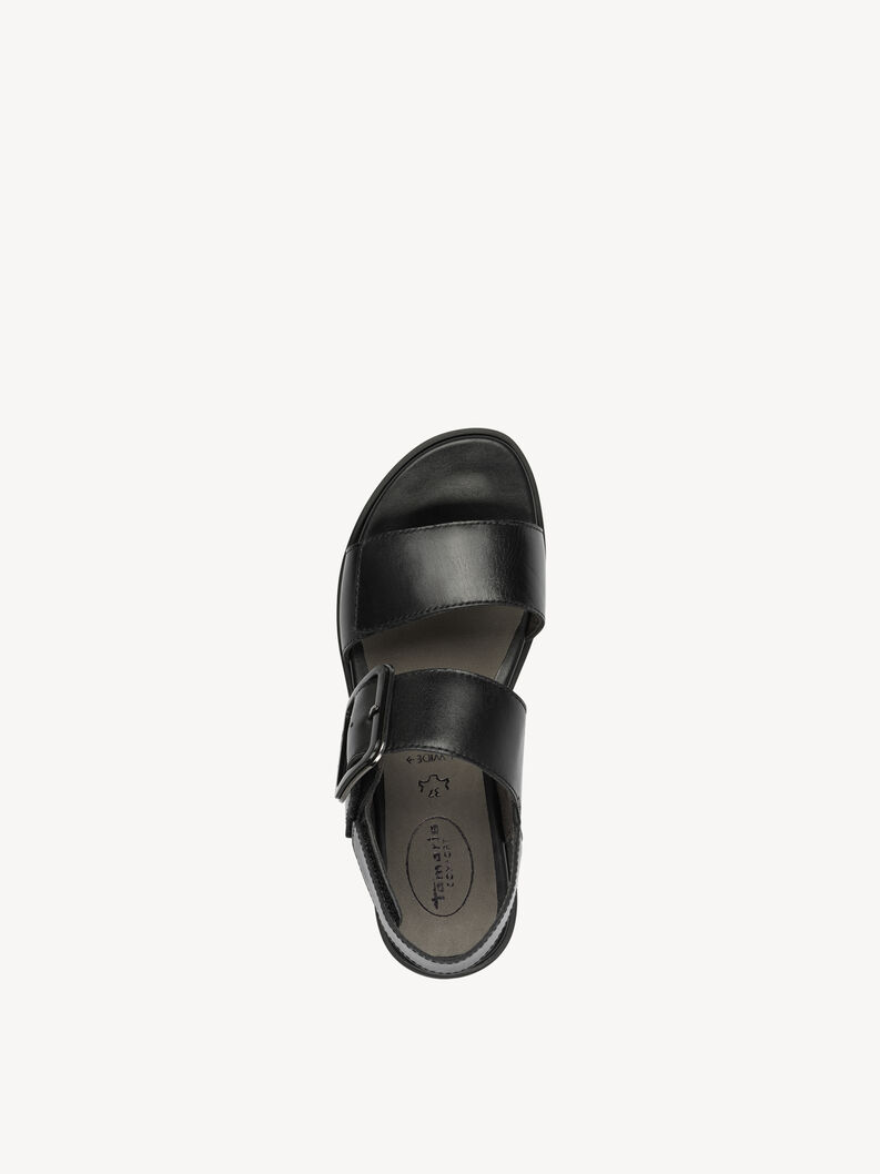 Sandale &agrave; talon en cuir - noir, BLACK NAPPA, hi-res
