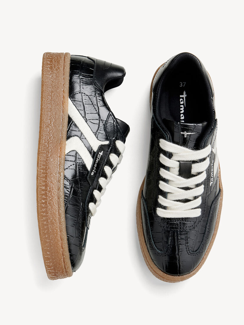 Leren Sneaker - zwart, BLACK CROCO, hi-res