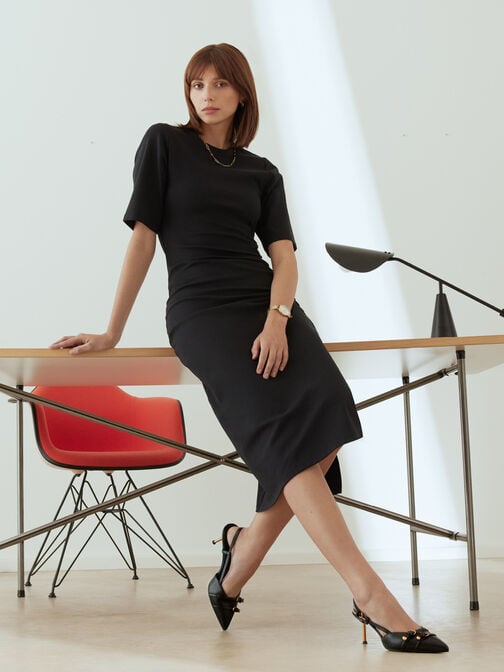 Slingpumps, BLACK LEATHER, hi-res