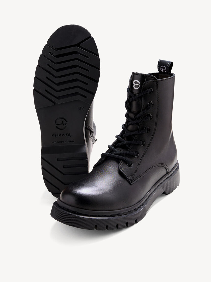 Leren Enkellaarsje - zwart, BLACK, hi-res