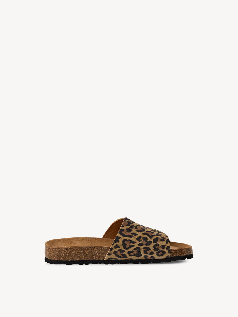 Leren Slipper - bruin, LEOPARD, hi-res