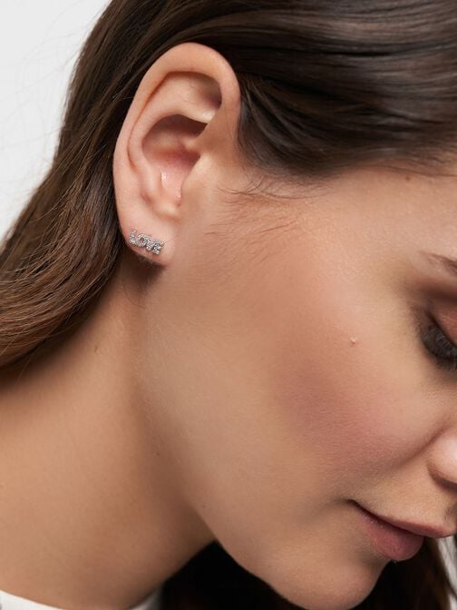 Earrings, silver, hi-res