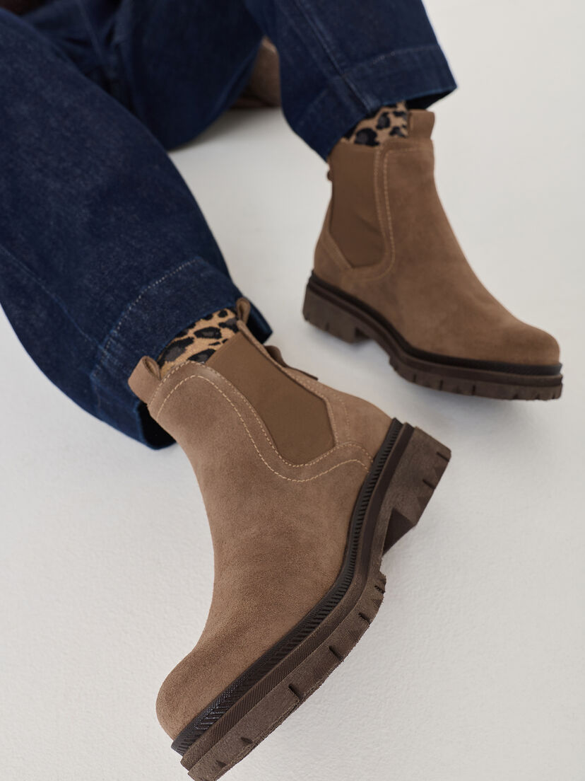 Leren Chelseaboot - bruin, BROWN, hi-res