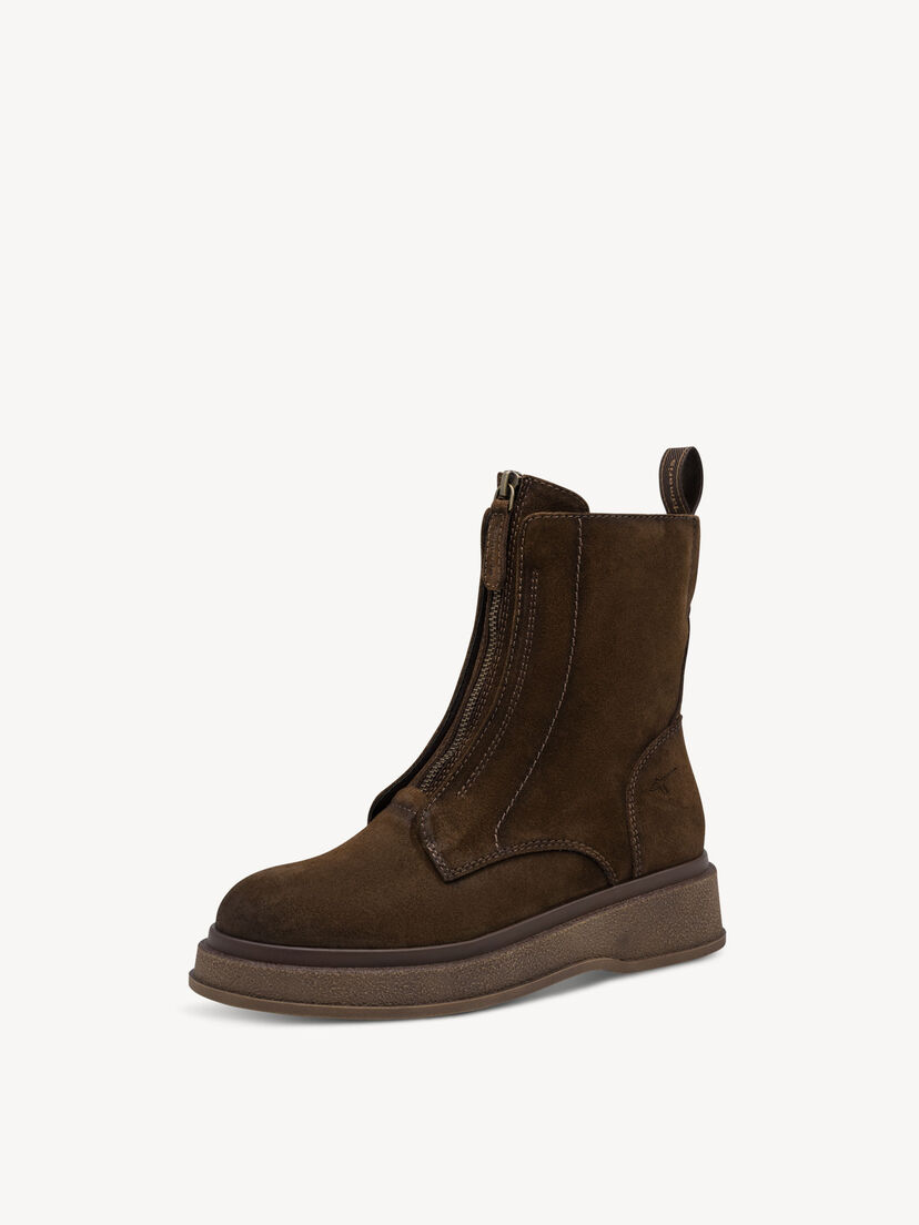 Leren Enkellaarsje - bruin, BROWN, hi-res