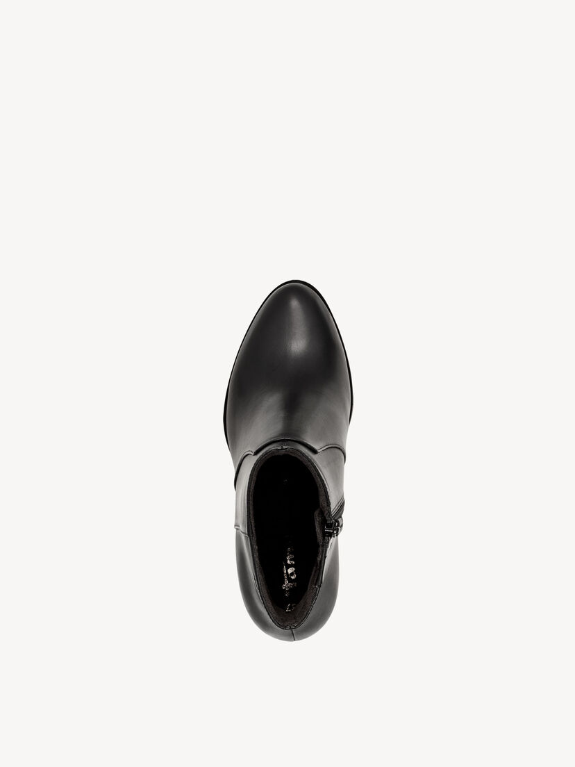 Leren Enkellaarsje - zwart, BLACK, hi-res