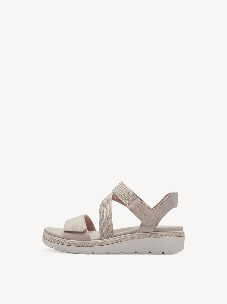 Sandale &agrave; talon en cuir - beige, IVORY, hi-res