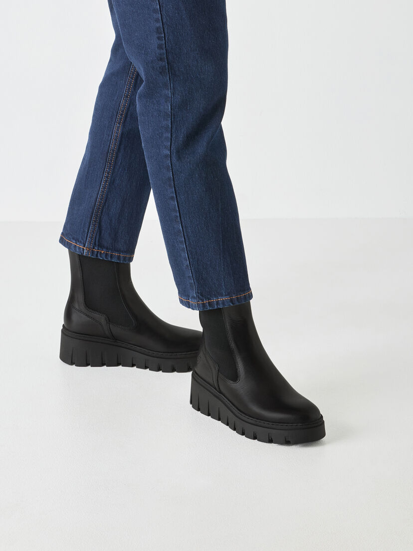 Leren Chelseaboot - zwart, BLACK, hi-res