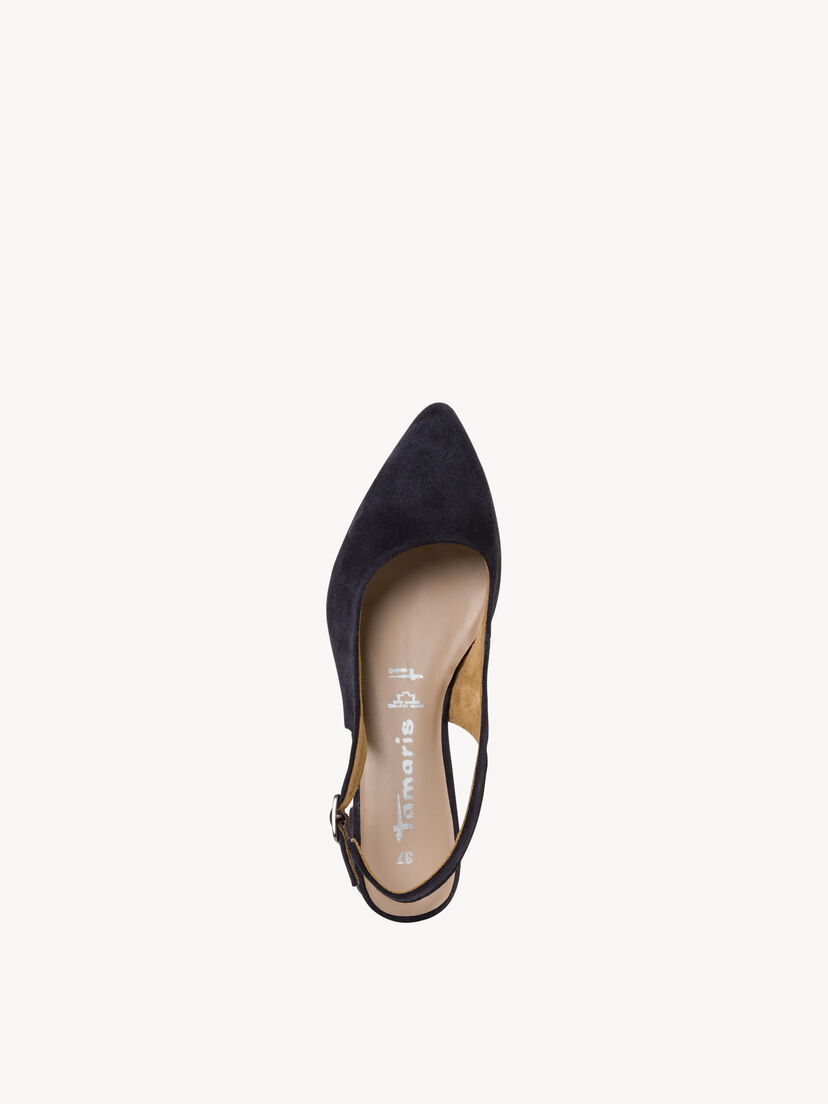 Leren Slingpumps - blauw, NAVY, hi-res