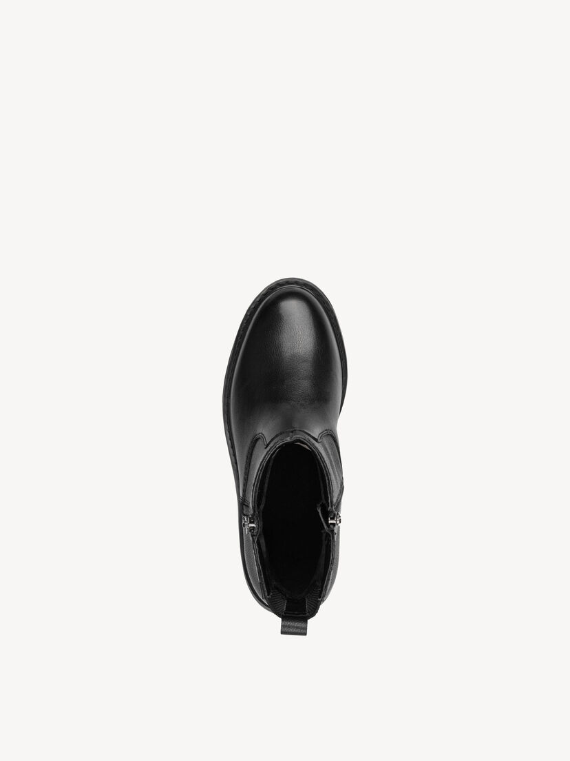 Leren Enkellaarsje - zwart, BLACK, hi-res