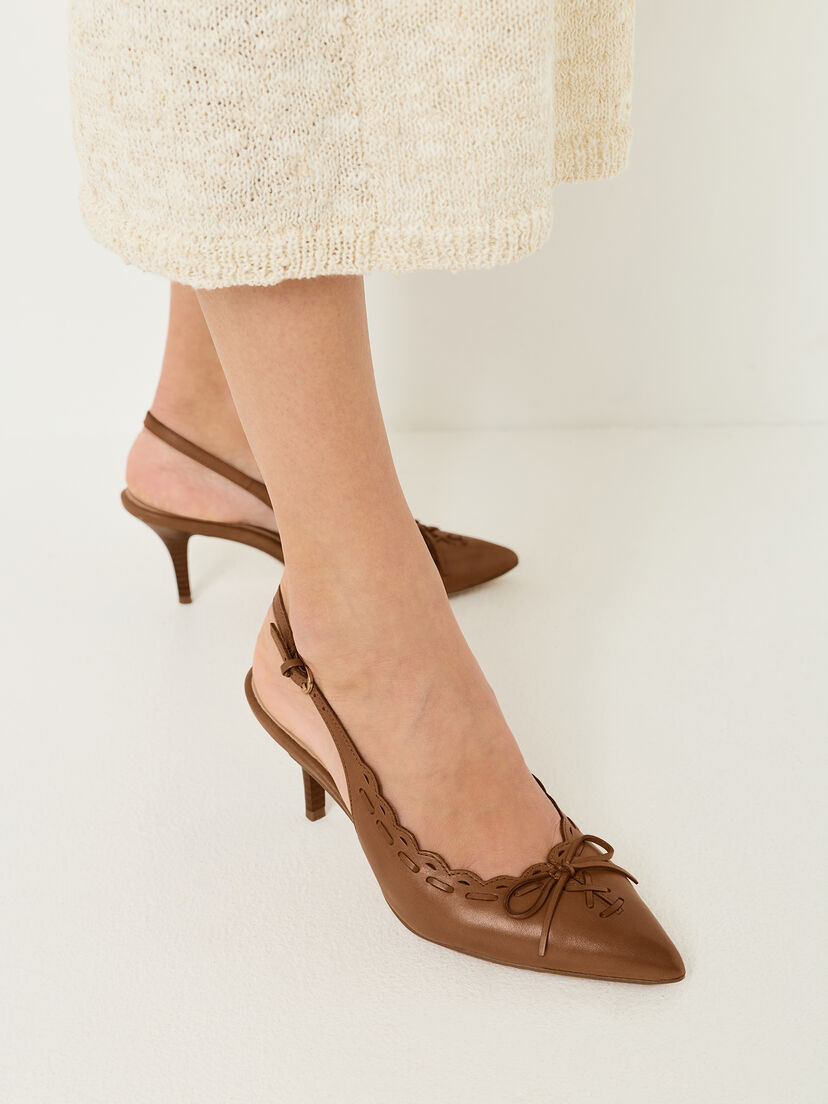 Leren Slingpumps - bruin, NUT, hi-res