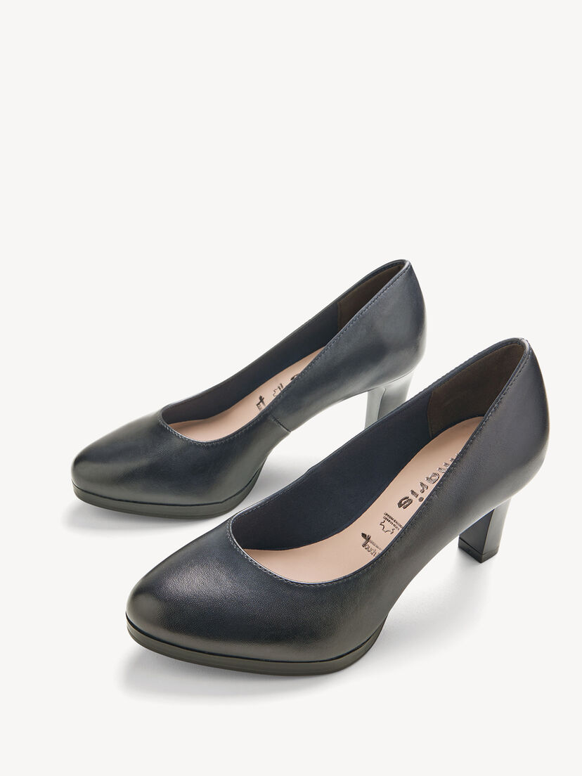 Leren Pumps - blauw, NAVY, hi-res