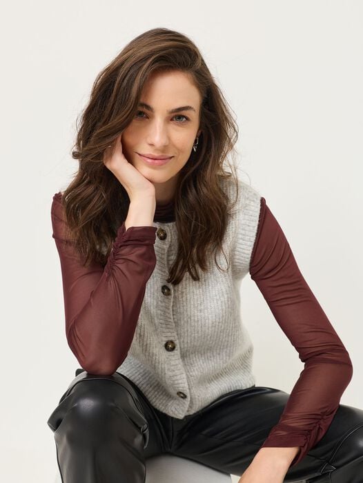 Strickweste, Light Grey Melange, hi-res