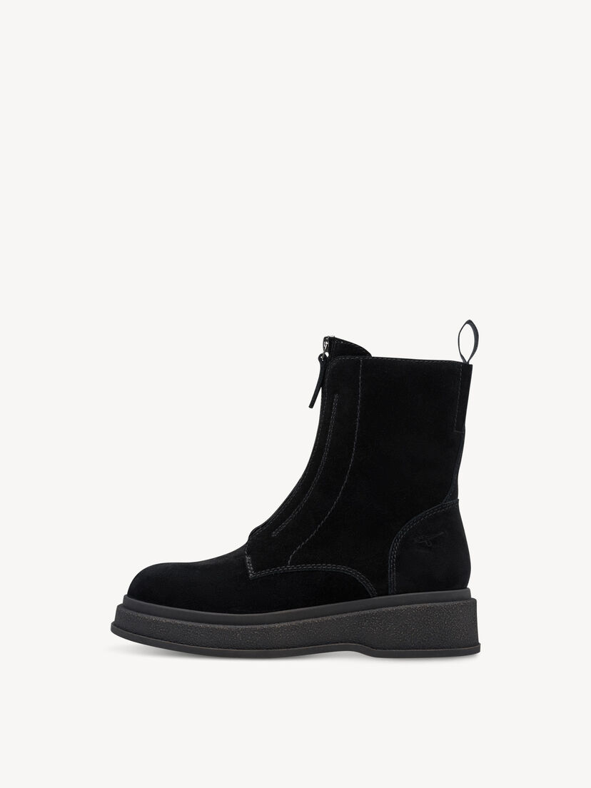 Leren Enkellaarsje - zwart, BLACK, hi-res