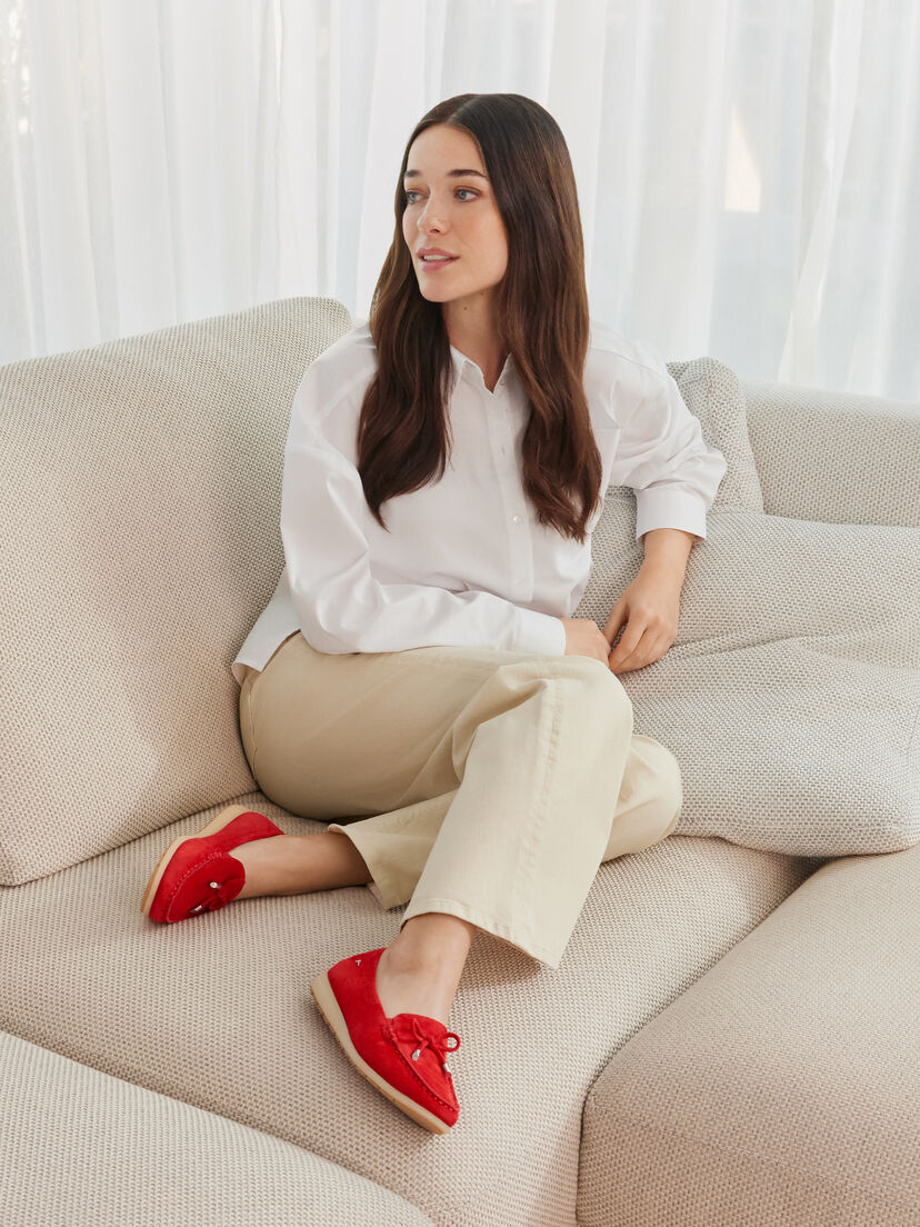 Leren Mocassin - rood, RED SUEDE, hi-res
