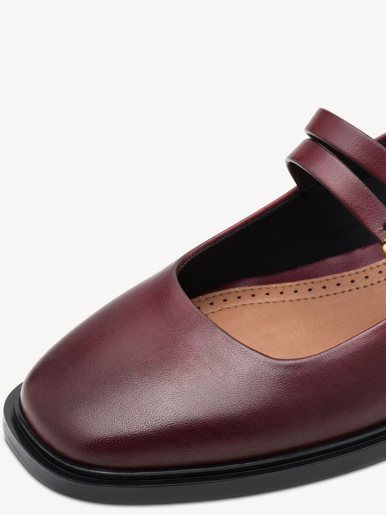 Ballerine en cuir - rouge, MERLOT, hi-res