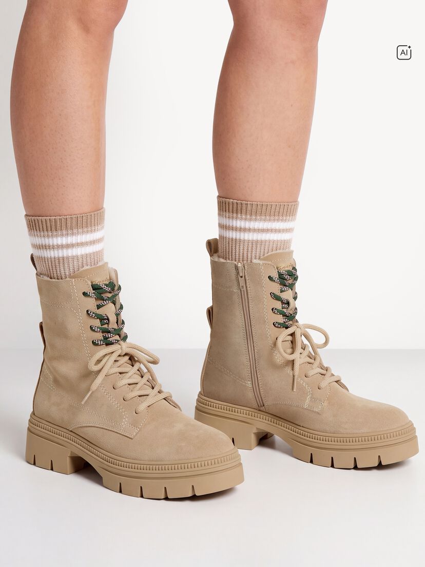 Leren Enkellaarsje - beige, beige, hi-res