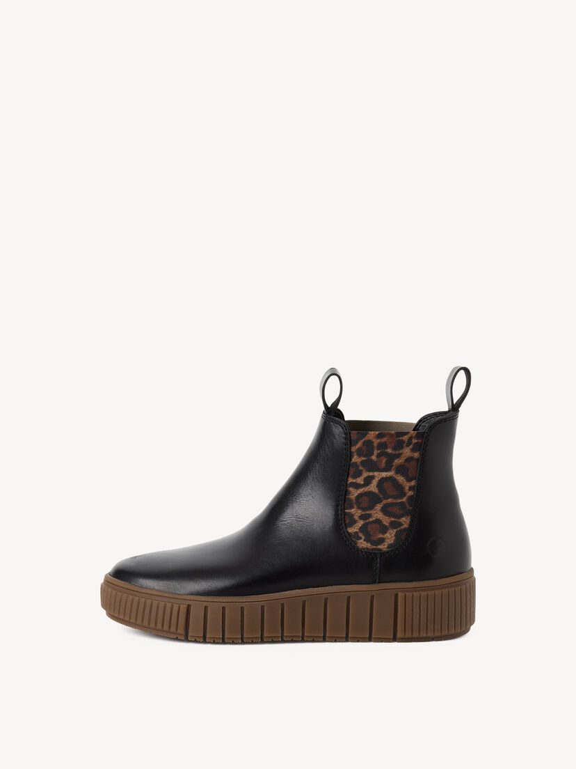 Leren Chelseaboot - zwart, BLACK/LEOPARD, hi-res