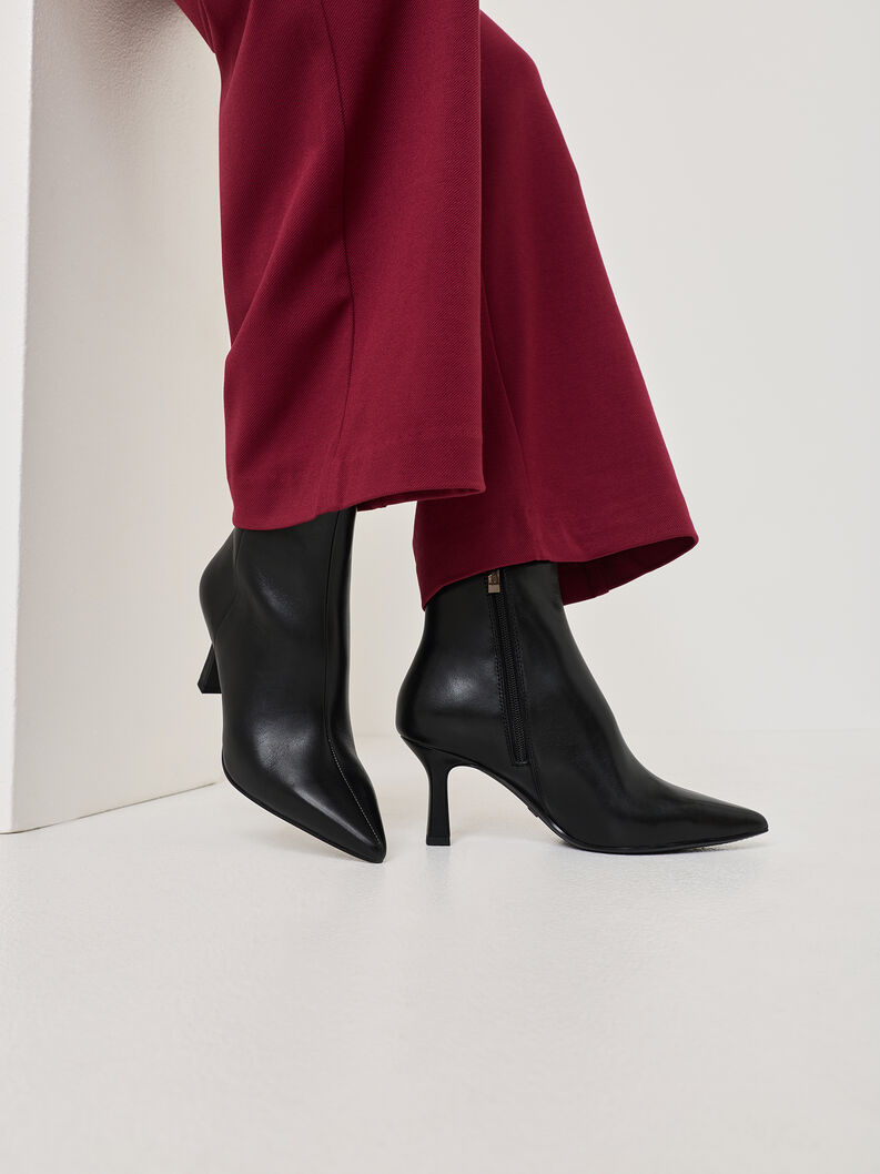 Leren Enkellaarsje - zwart, BLACK LEATHER, hi-res