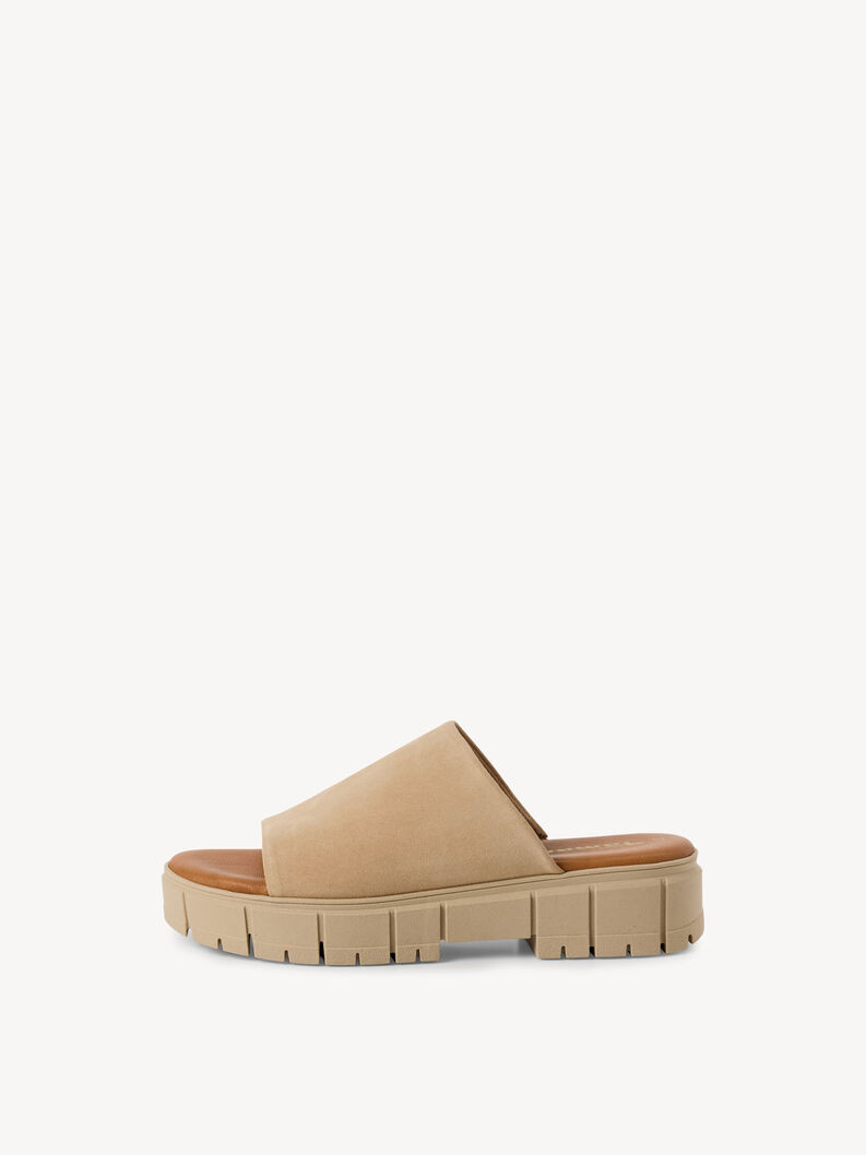 Lederpantolette - braun, TAN SUEDE, hi-res