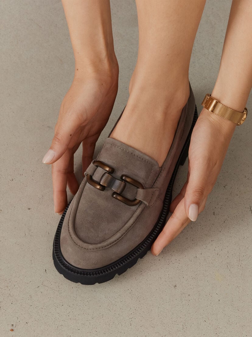 Leren Instappers - bruin, TAUPE SUEDE, hi-res