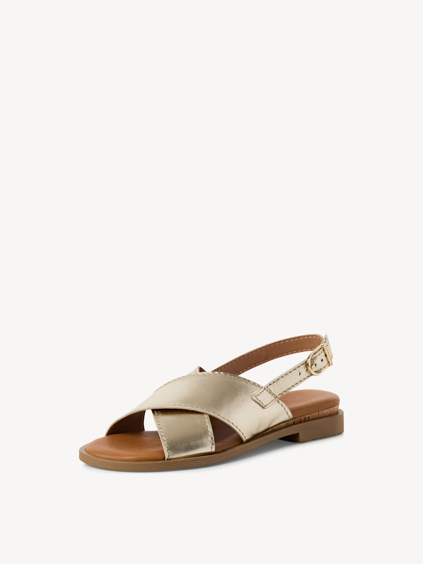 Leren Sandaal - goud, LIGHT GOLD MET, hi-res