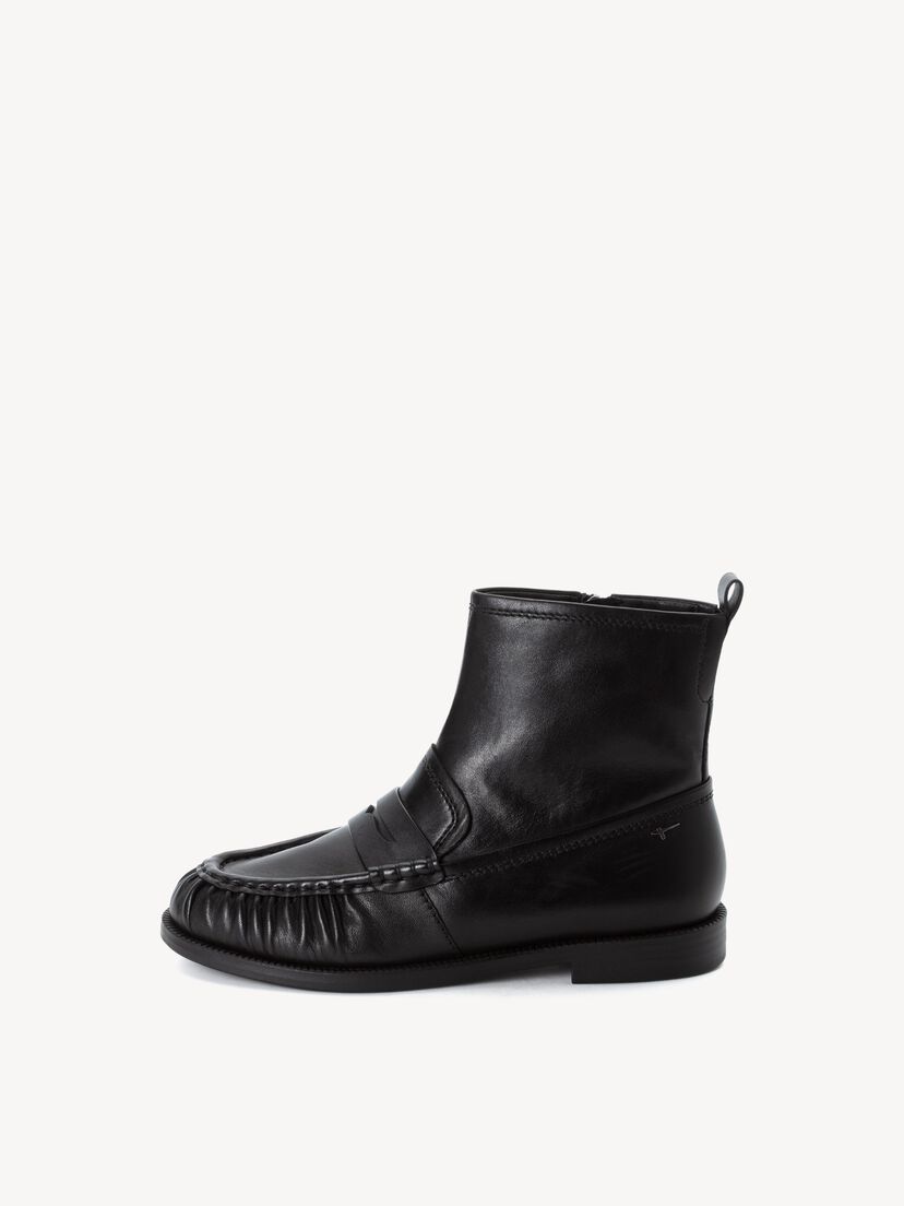 Leren Enkellaarsje - zwart, BLACK LEATHER, hi-res