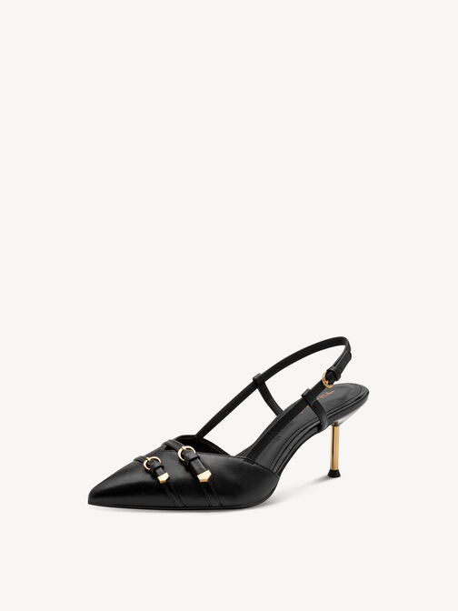 Slingpumps, BLACK LEATHER, hi-res