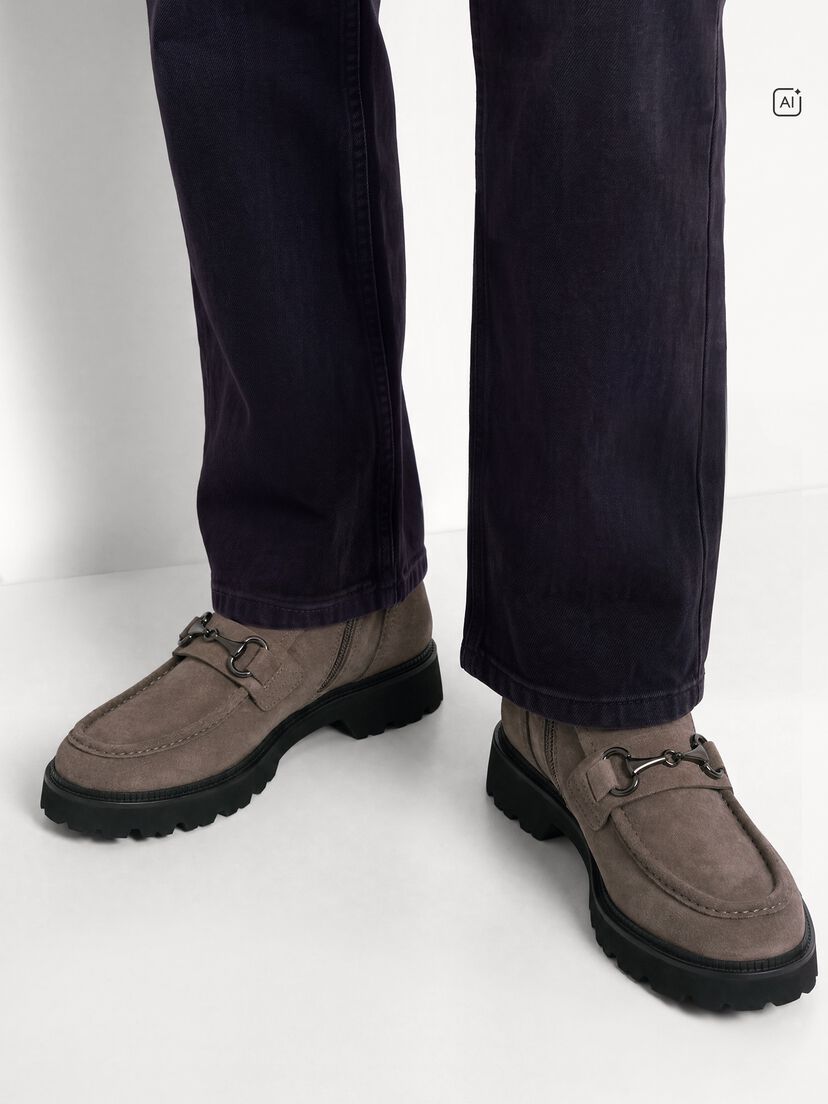 Leren Enkellaarsje - beige, TAUPE, hi-res