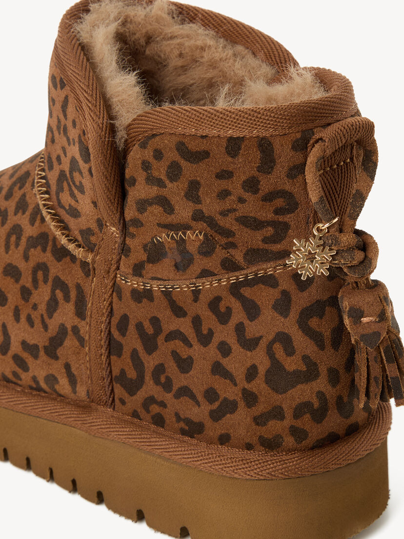 Leren Enkellaarsje - bruin warme voering, LEOPARD, hi-res