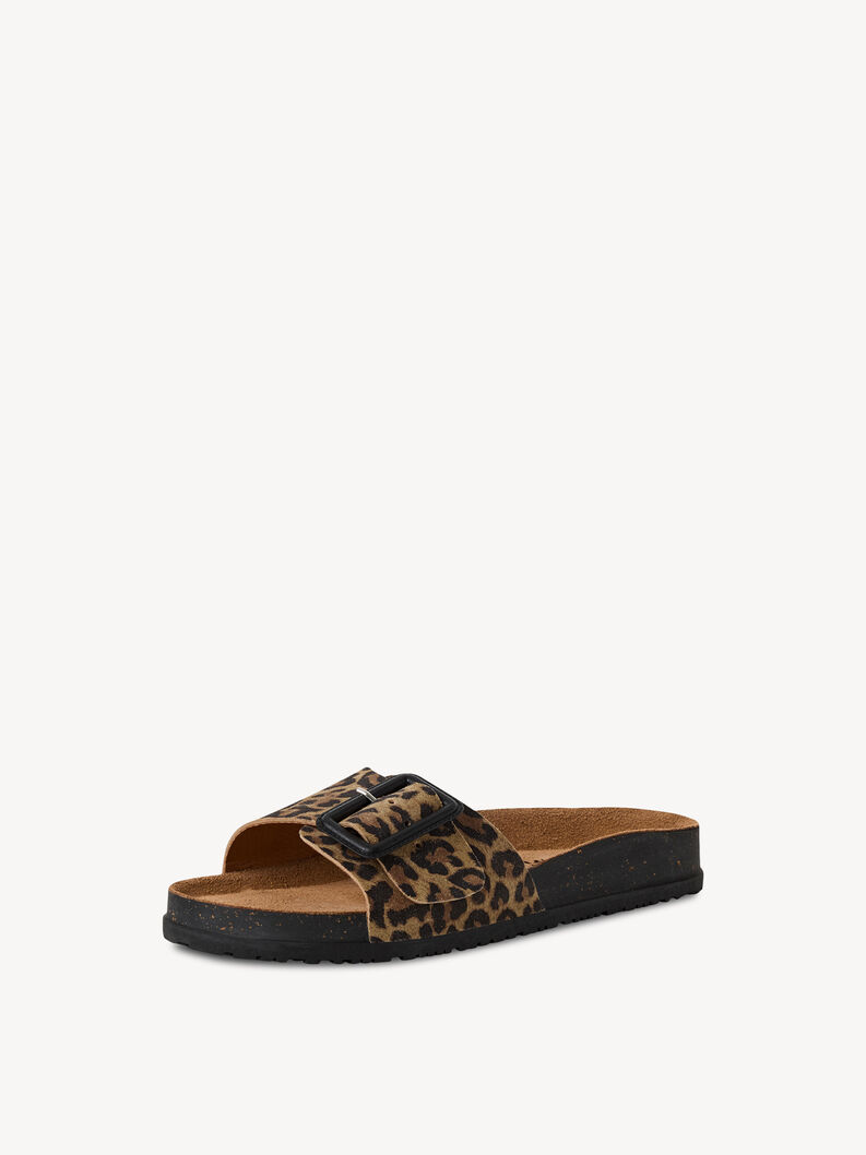 Leren Slipper - bruin, LEOPARD, hi-res
