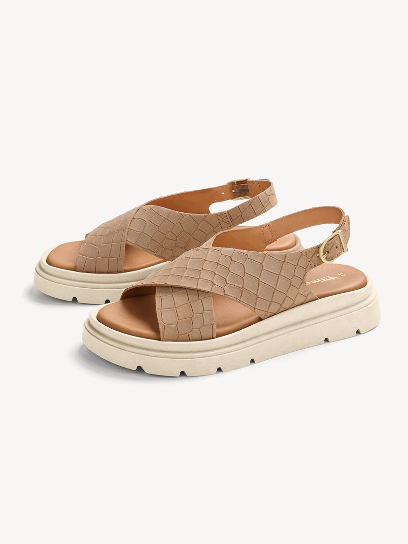 Leren Sandaaltje - bruin, BROWN STRUCT., hi-res