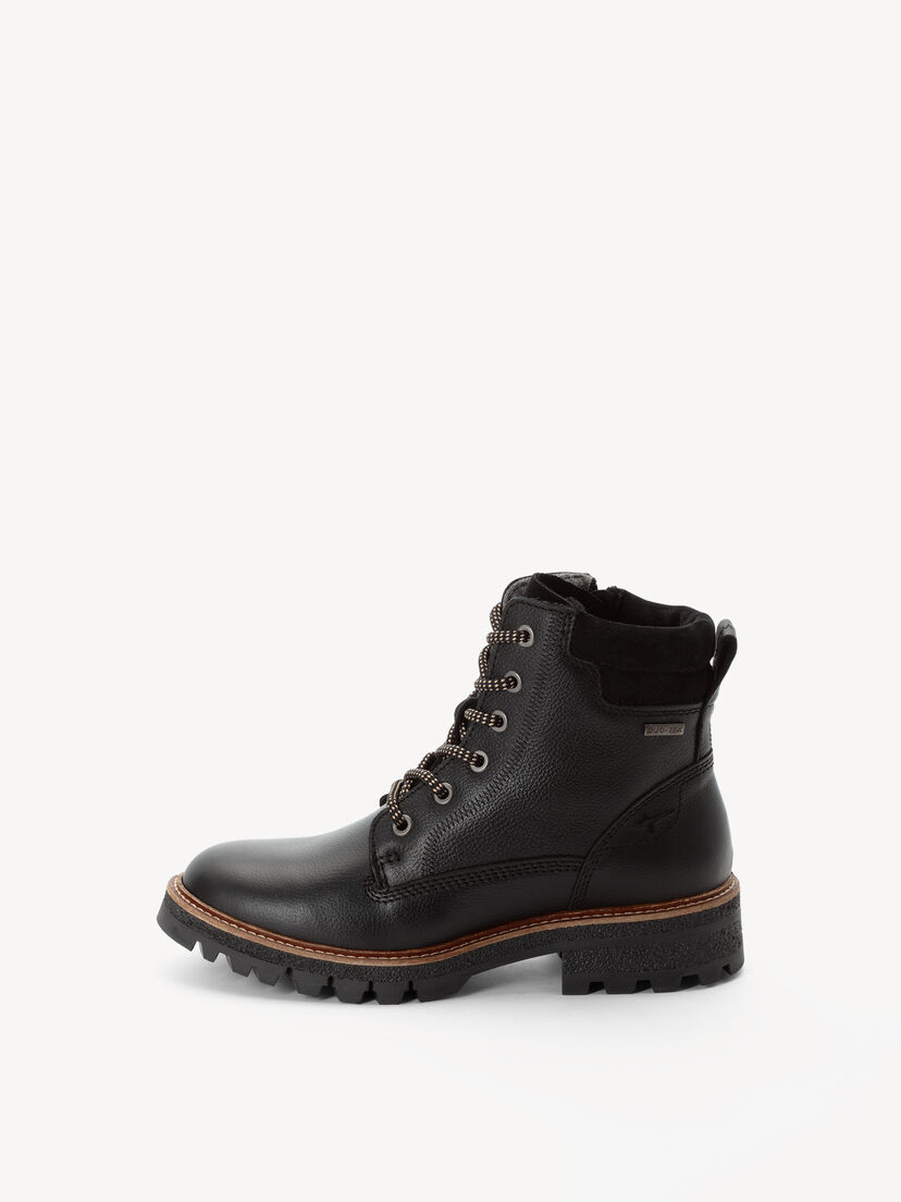 Leren Enkellaarsje - zwart warme voering, BLACK LEATHER, hi-res