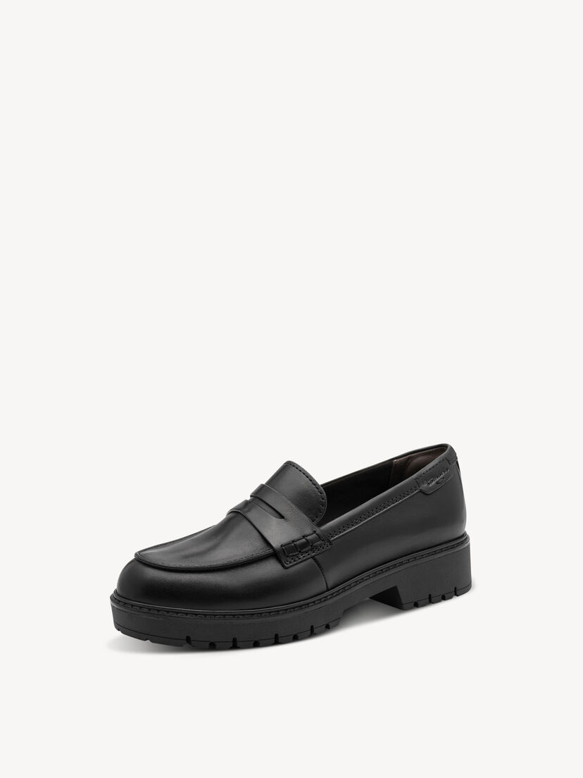 Instappers - zwart, BLACK LEATHER, hi-res