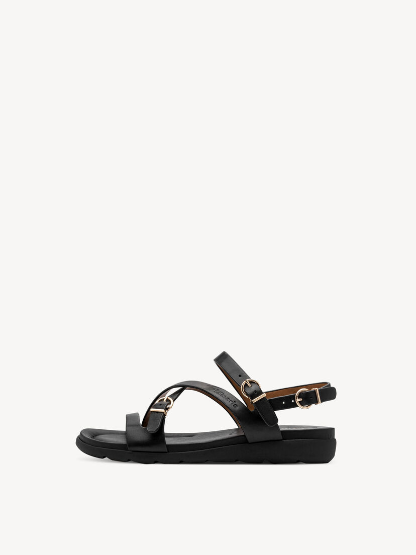 Leren Sandaal - zwart, BLACK, hi-res
