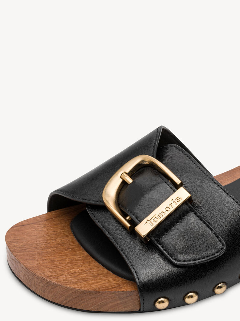 Leather Mule - black, BLACK, hi-res