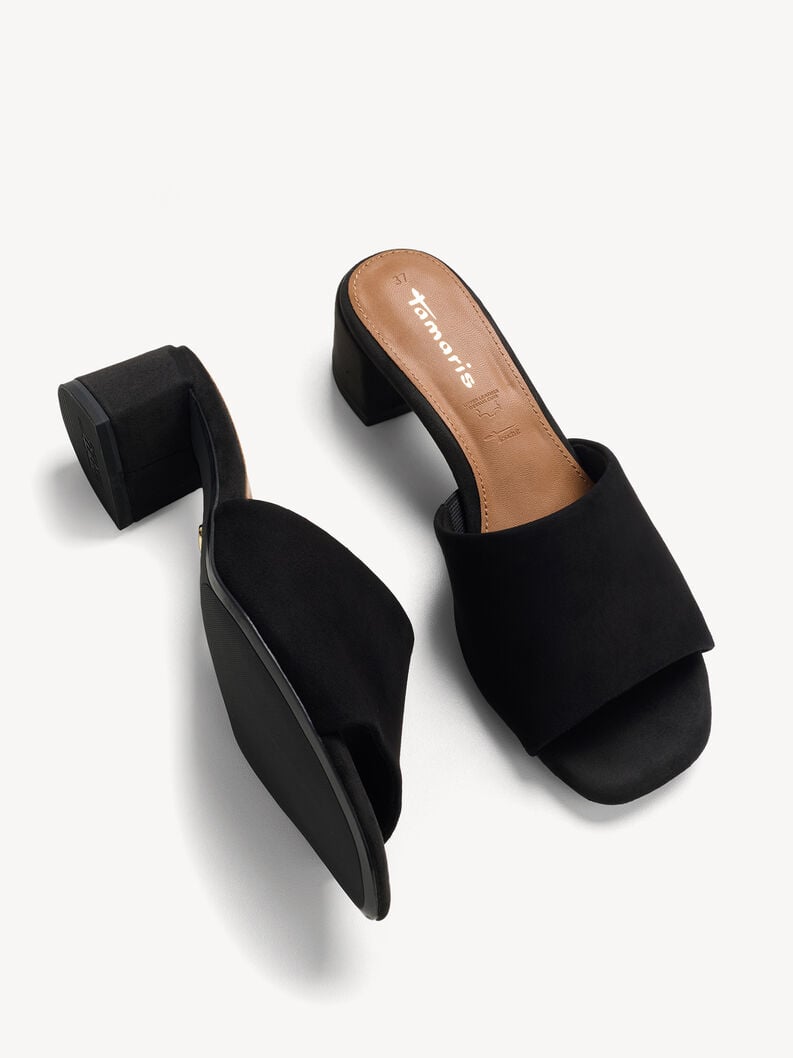 Lederpantolette - schwarz, BLACK SUEDE, hi-res