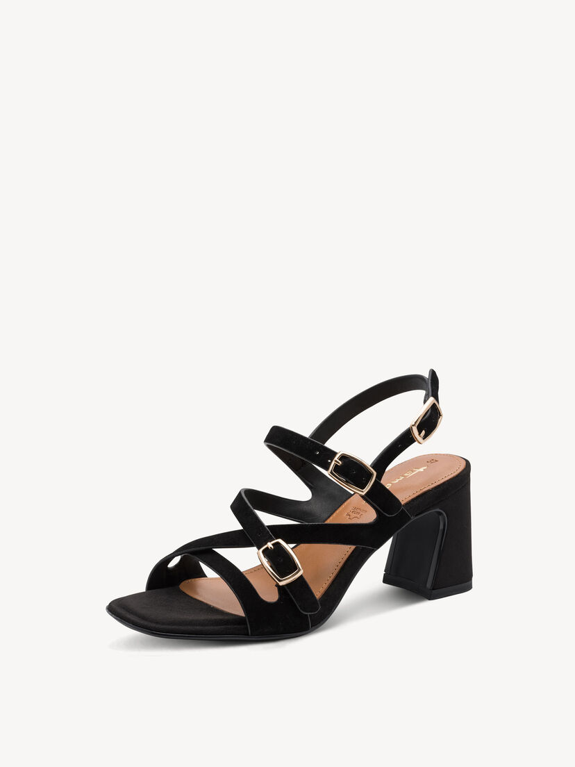 Leren Sandaaltje - zwart, BLACK SUEDE, hi-res