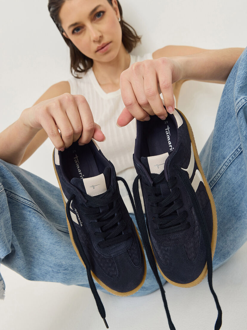 Leren Sneaker - blauw, NAVY, hi-res